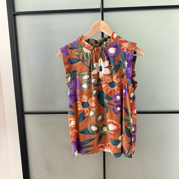 THML Floral Blouse Women’s Size Small Sleeveless Woven Autumn - Picture 5 of 13